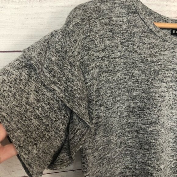 Express Gray Layered Ruffle Sleeve Short Sleeve Top XS - Picture 3 of 3